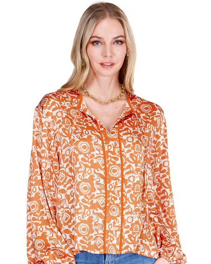 Trimmed Top - Tangerine Tango