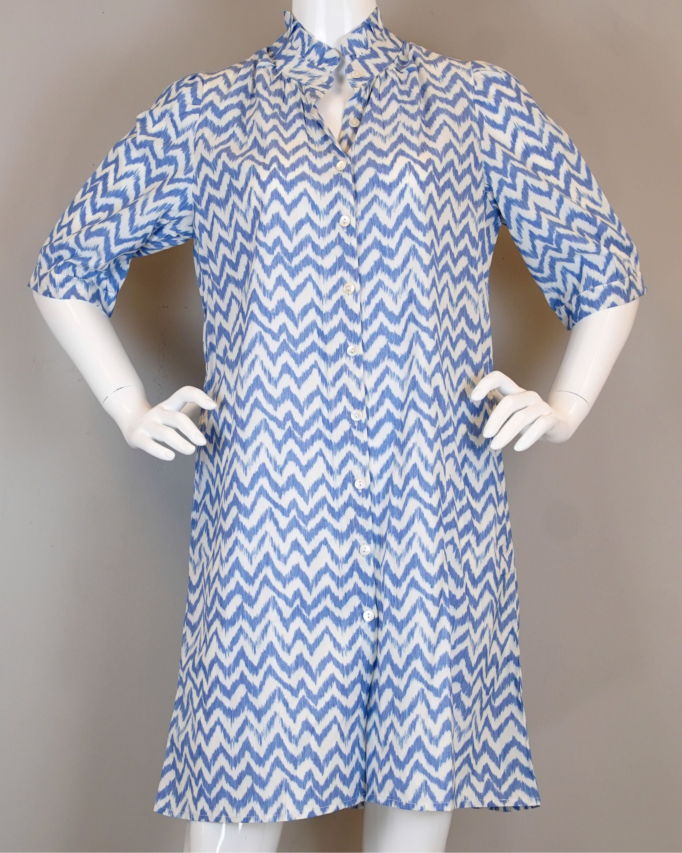 Tuesday SS Dress - Chevron - Blue/White