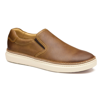 McGuffey 2 Perfed Slip On - Brown Oiled Full Grain by JOHNSTON AND MURPHY men's shoes