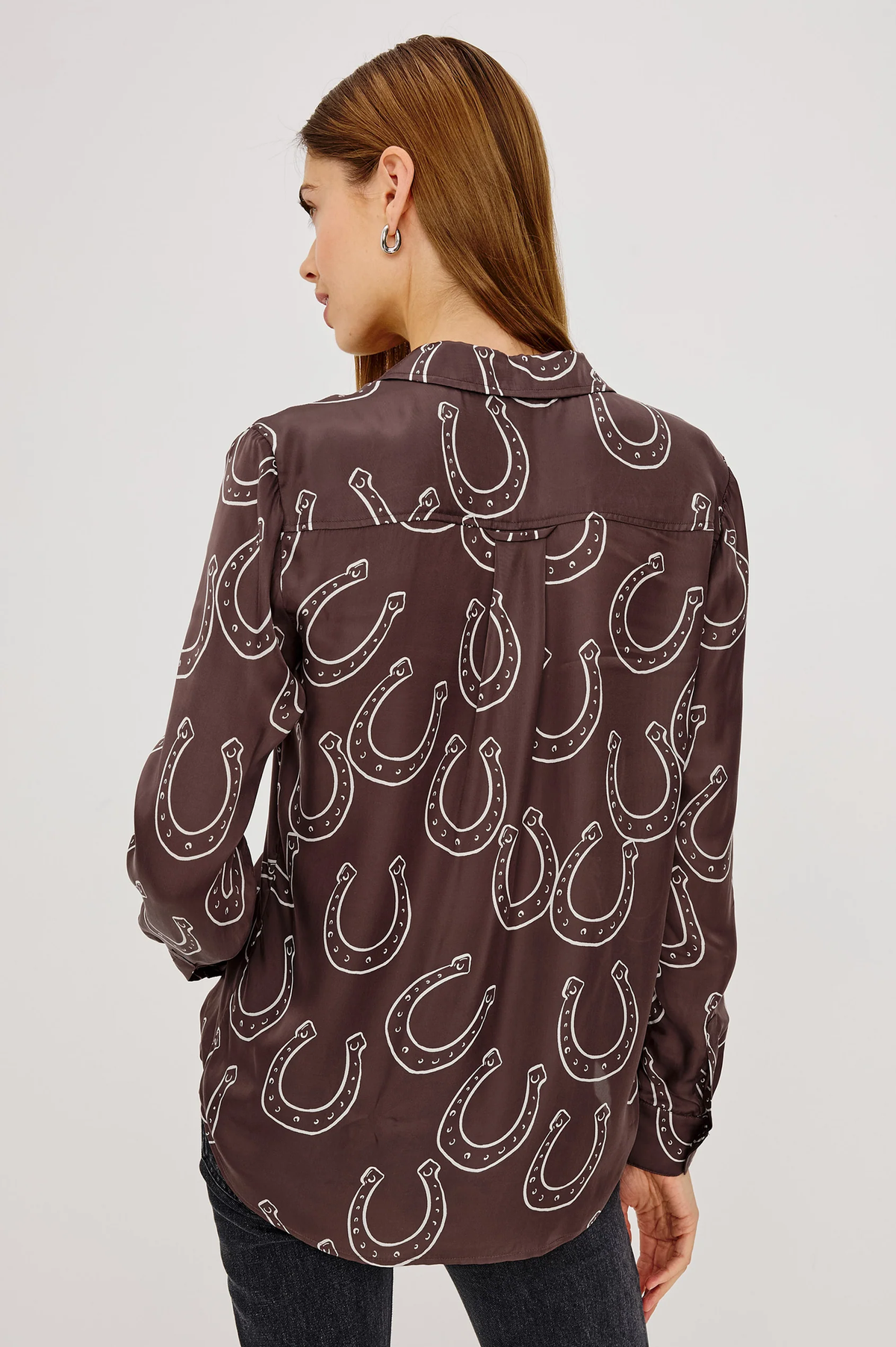 Alyssa - Brown Horseshoes RAILS women's horseshoe print long sleeve shirt
