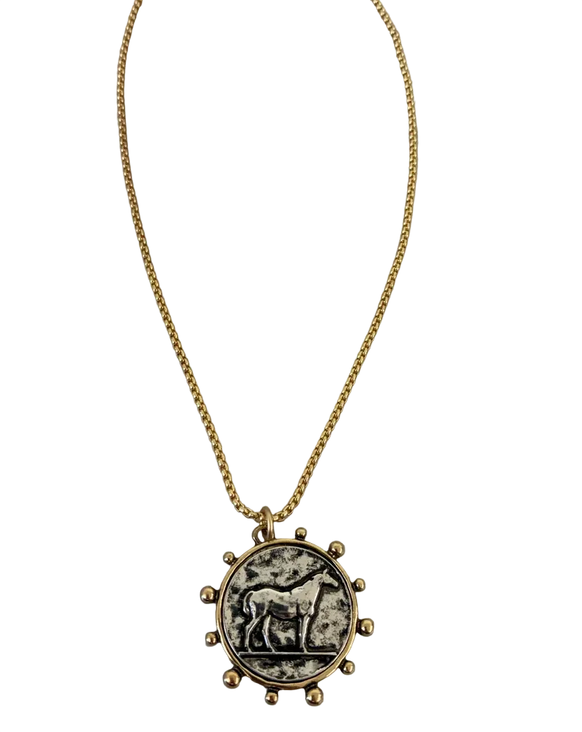 Horse Medallion Necklace - Gold