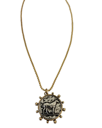 Horse Medallion Necklace - Gold