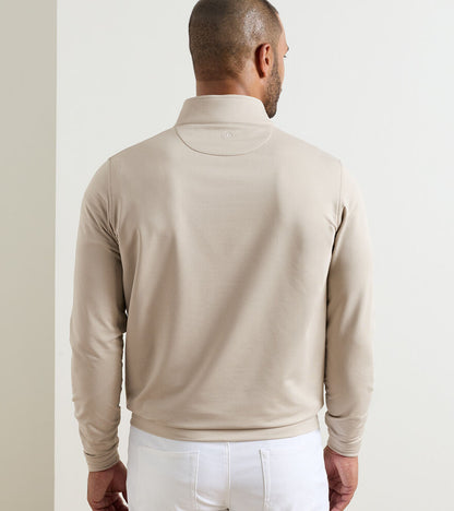 Perth Mélange Performance Quarter-Zip in beige stretch fabric, moisture-wicking by PETER MILLAR