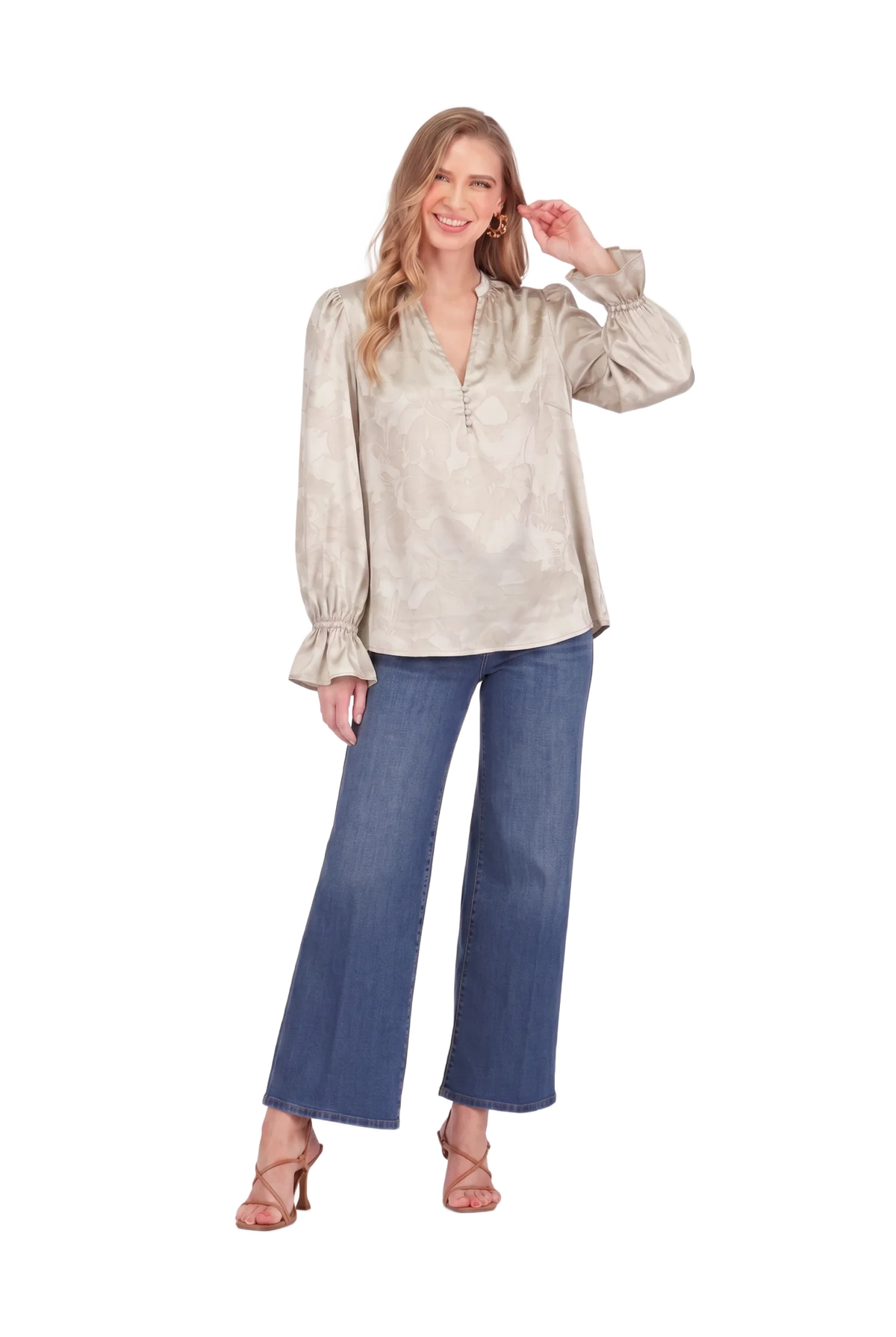 Split Neck Top- Bone