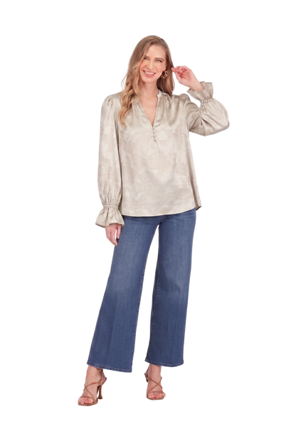 Split Neck Top- Bone