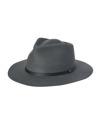 Goodwin Wide Brim Fedora in gray Australian Merino wool with black band, KOORINGAL HEADWEAR Women's Hats