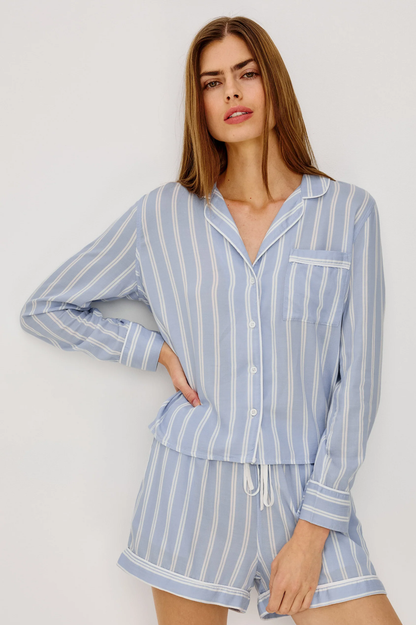 Kellen Pajama Set - Cloud Stripe by RAILS, women's striped rayon sleepwear