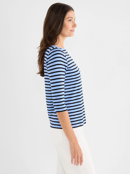 3/4 Sleeve Stripe Envelope Boat Tee