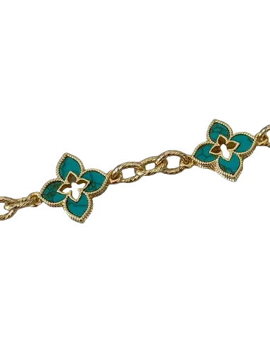 Gold Turquoise Flower Bracelet