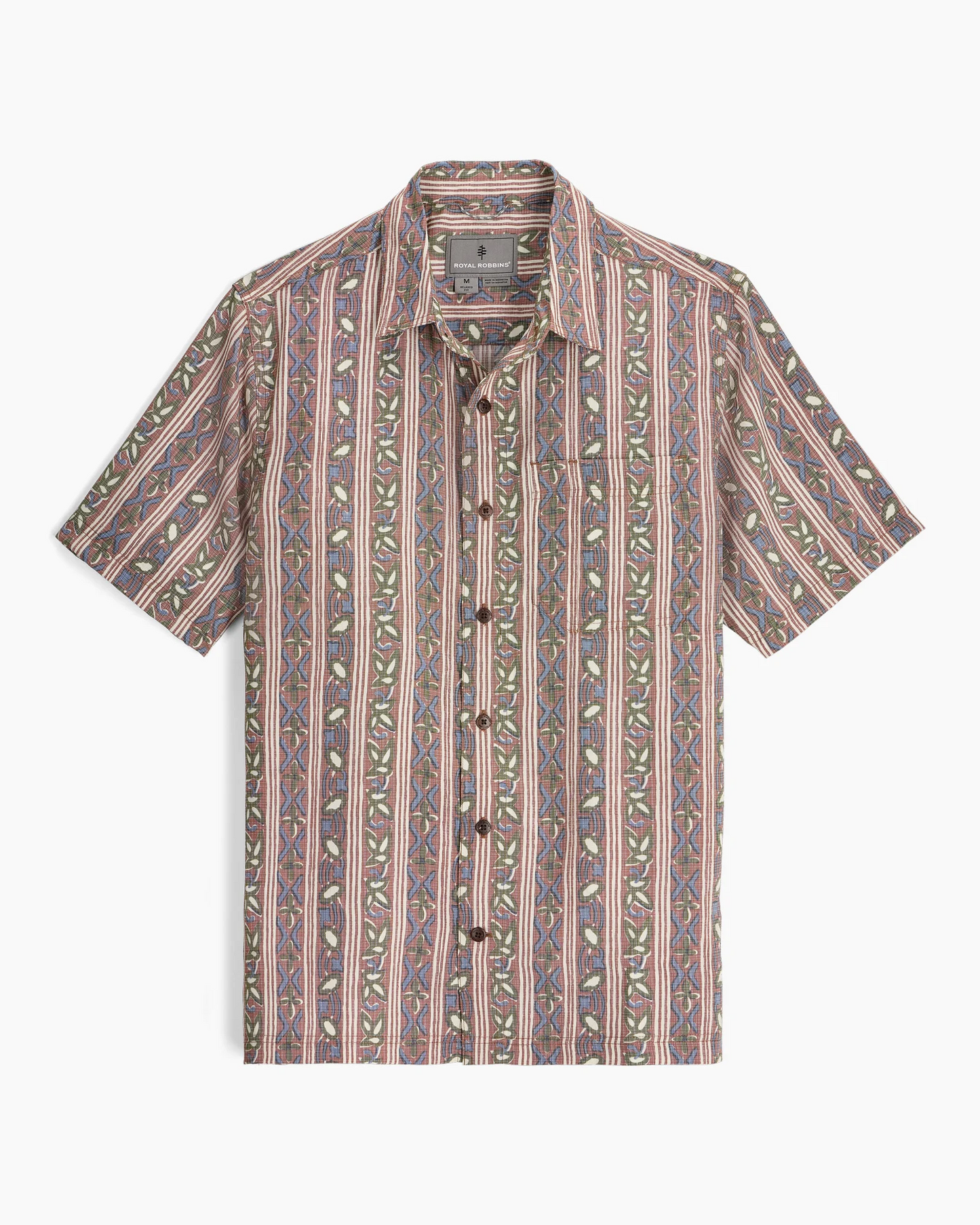 M Camino Pucker S/S geometric striped blue short sleeve shirt by ROYAL ROBBINS