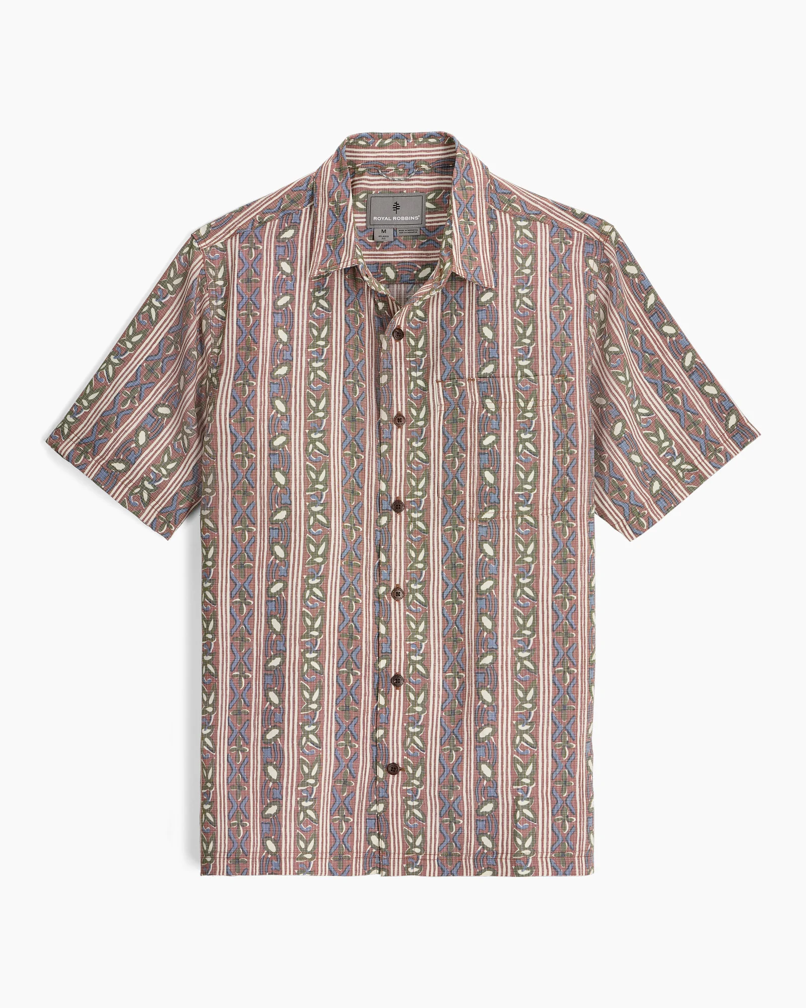 M Camino Pucker S/S geometric striped blue short sleeve shirt by ROYAL ROBBINS