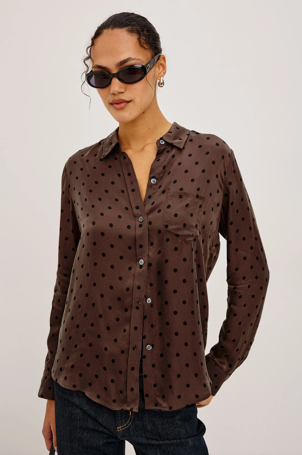 Alyssa - Chocolate Polka Dot by RAILS women's dotted long sleeve button-up shirt