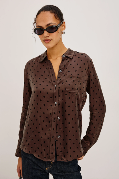 Alyssa - Chocolate Polka Dot by RAILS women's dotted long sleeve button-up shirt
