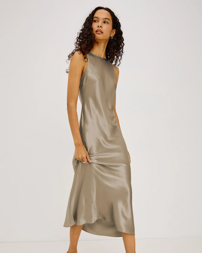 Solene - Mink RAILS women's mink satin sleeveless midi dress