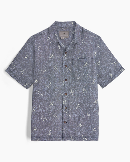 M Camino Pucker S/S short sleeve shirt with subtle blue geometric pattern by ROYAL ROBBINS