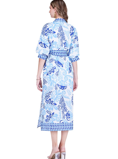 Maxi Shirt Dress - Lagoon Leaf