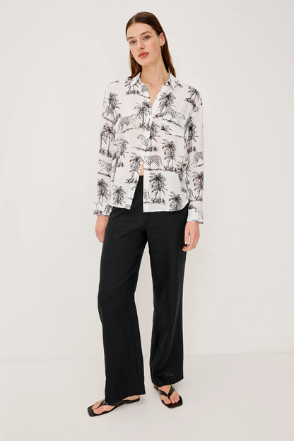 Charli - Ivory Bengal linen blend shirt with animal and palm print by RAILS, styled casually