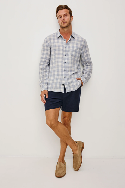 WYATT - THATCH CLOUD CREAM checkered cotton slub long sleeve shirt by RAILS, relaxed fit