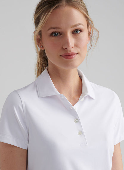 Short-Sleeve Button Polo in white with quick-dry, moisture-wicking, and UPF 50+ protection