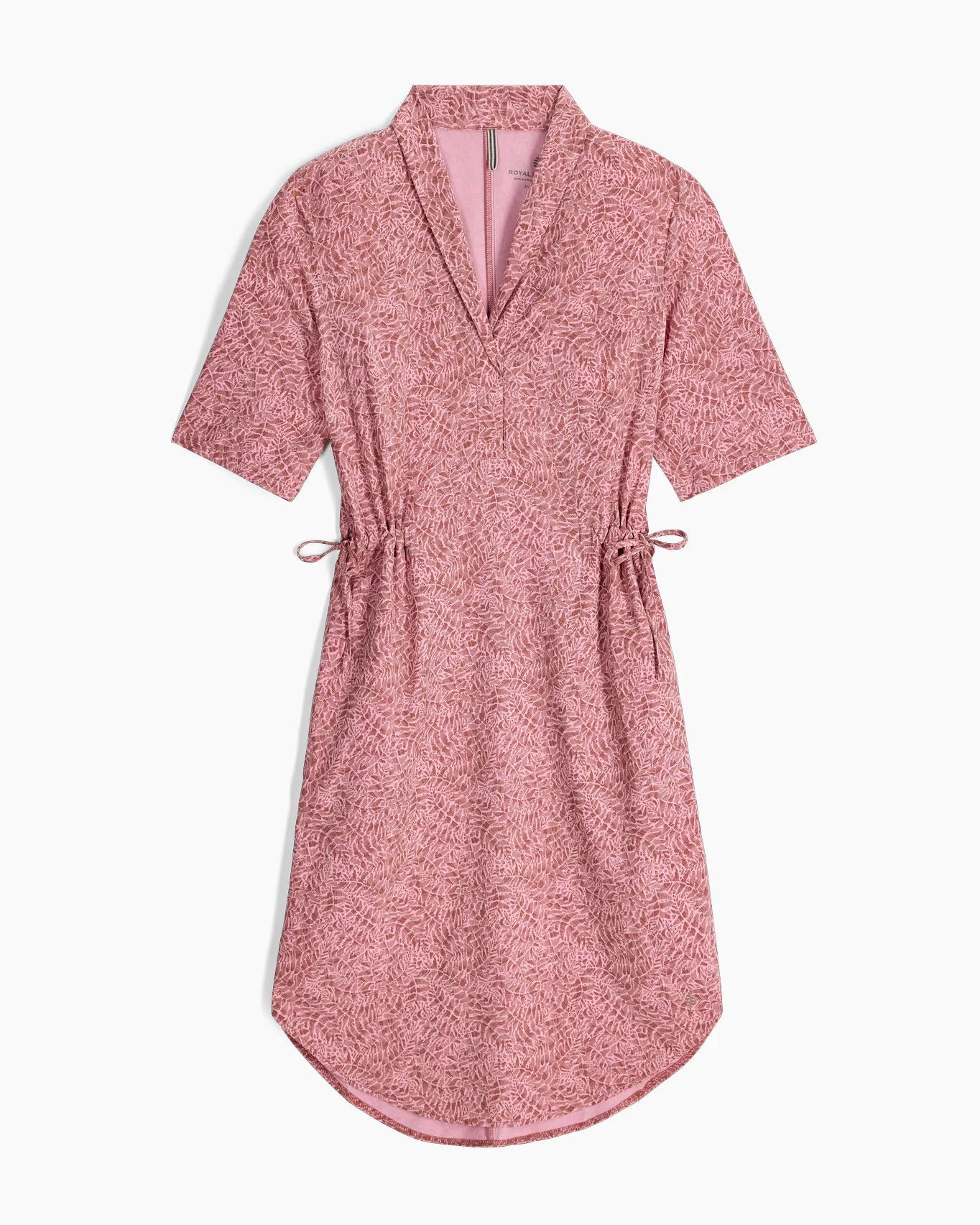 Spotless Traveler Dress S/S in pink floral print with moisture-wicking, quick-dry fabric by ROYAL ROBBINS