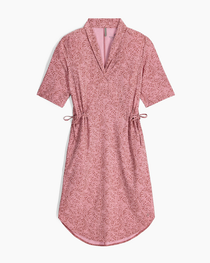 Spotless Traveler Dress S/S in pink floral print with moisture-wicking, quick-dry fabric by ROYAL ROBBINS
