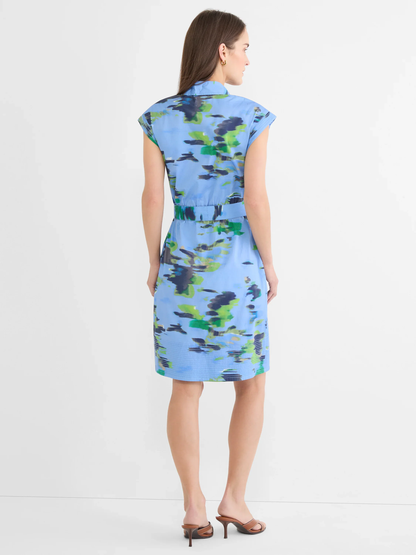 Water Lillies Camille Dress in multicolor blue sleeveless woven design by NIC AND ZOE from HCO collection