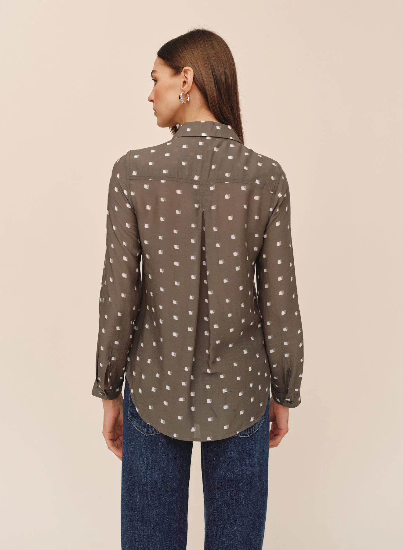 Classic Button Down - Olive Mosaic Print