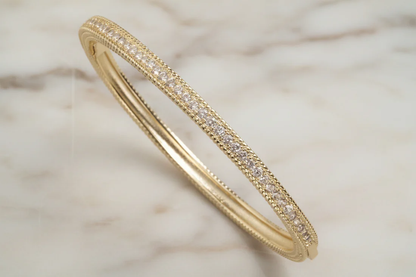 Narrow Gold CZ Line Bracelet with sparkling cubic zirconia in 14K gold plated steel by FOSSICK IMPORTS