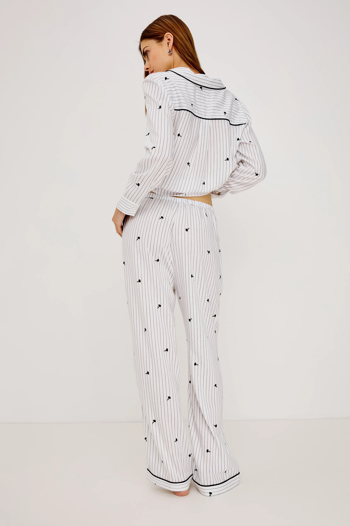 Luna Pajama Set - Striped Onyx Floral by RAILS women's striped sleepwear
