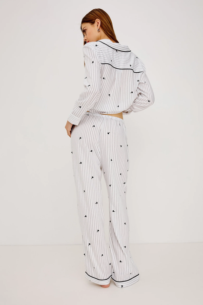 Luna Pajama Set - Striped Onyx Floral by RAILS women's striped sleepwear