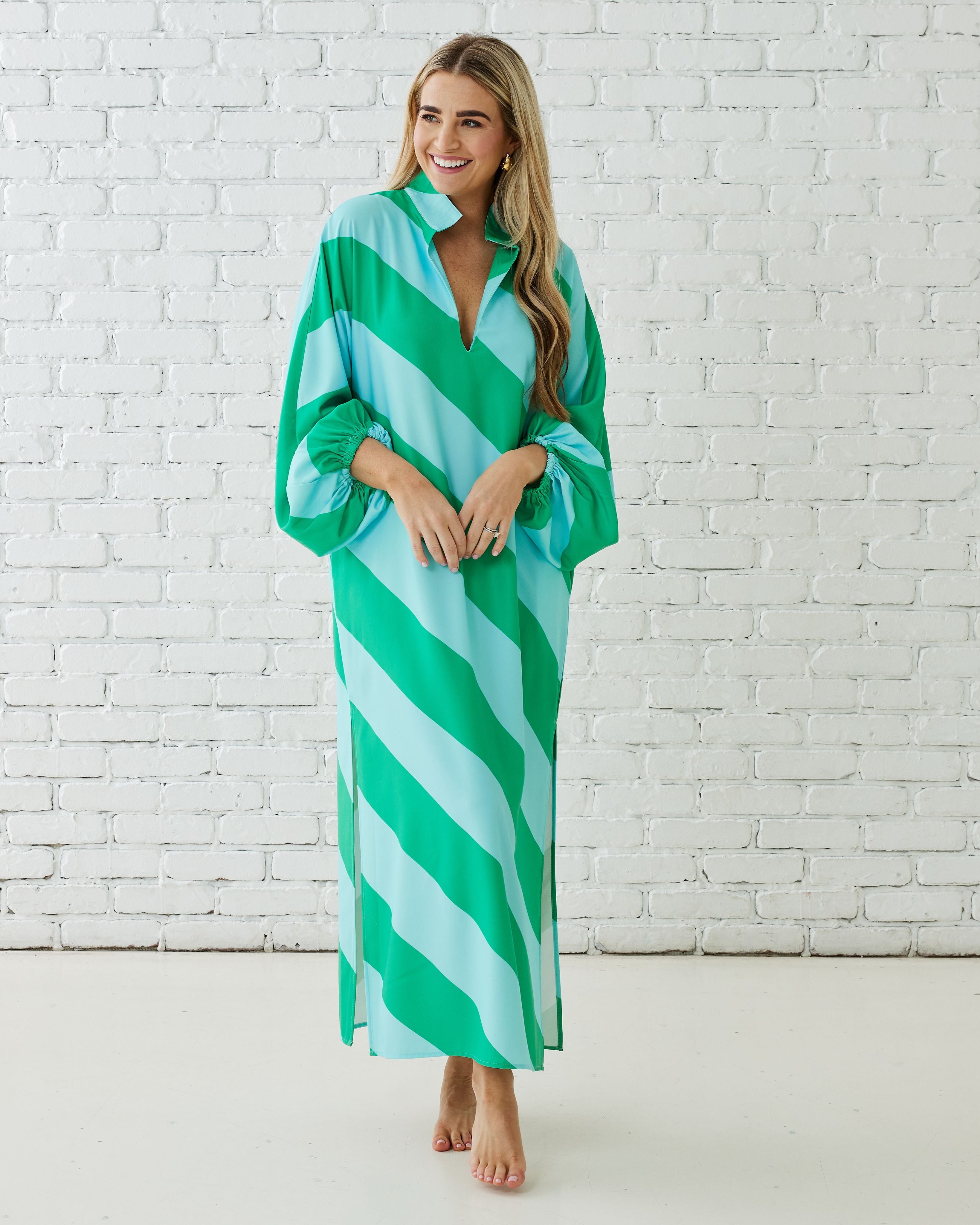 Coco Caftan Aqua/Green