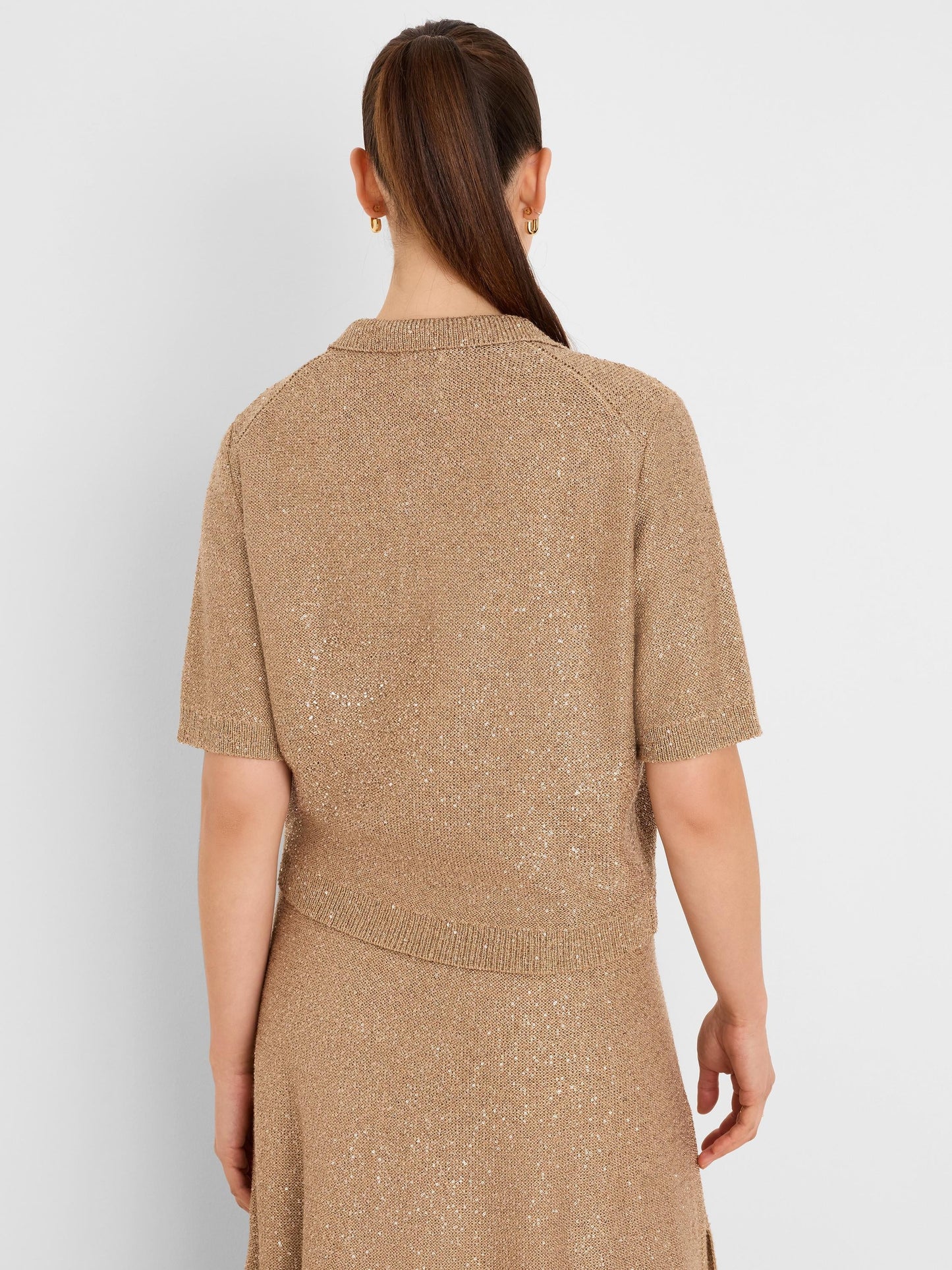 Anytime Sequin Polo Sweater