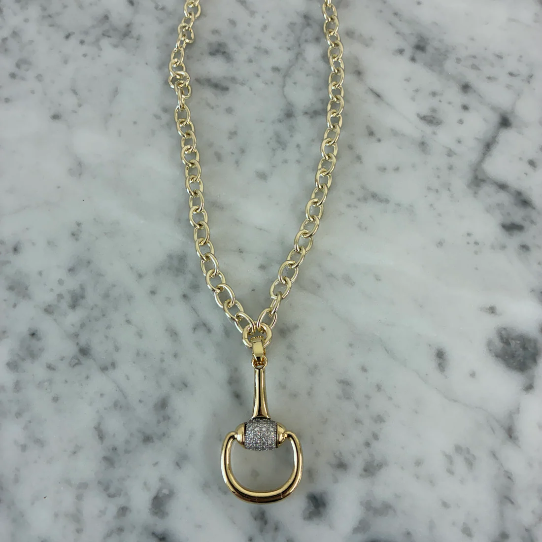 Gold Horseshoe Link Necklace