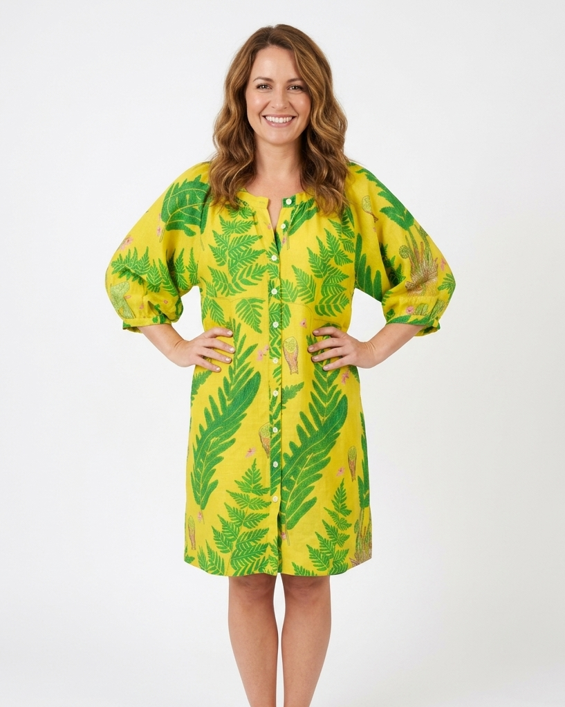 Luna Dress - Fern - Chartreuse
