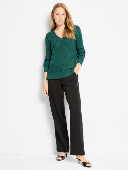 Shimmer Waffle V-Neck Sweater