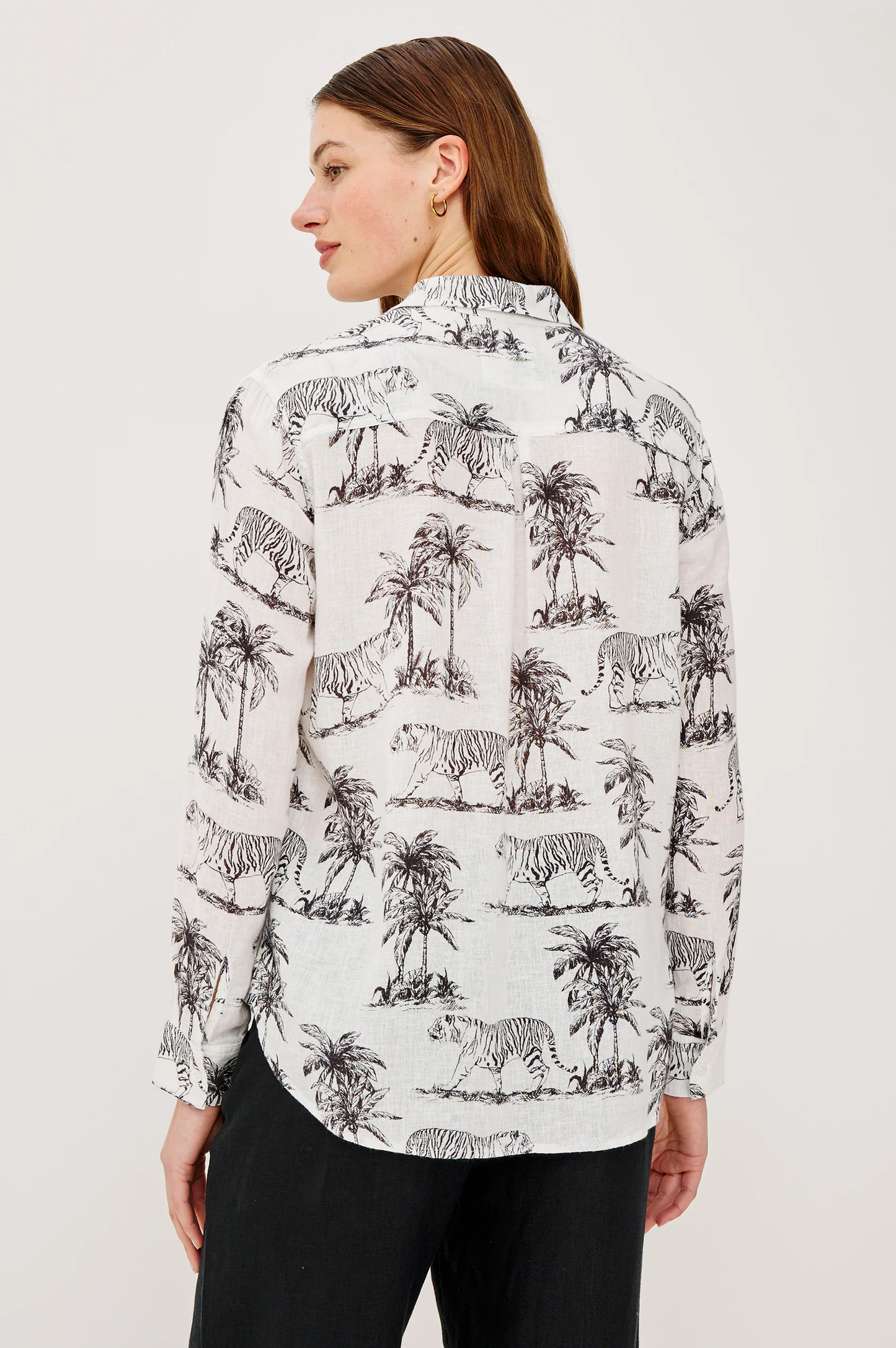 Charli - Ivory Bengal relaxed fit shirt with black animal and palm print by RAILS