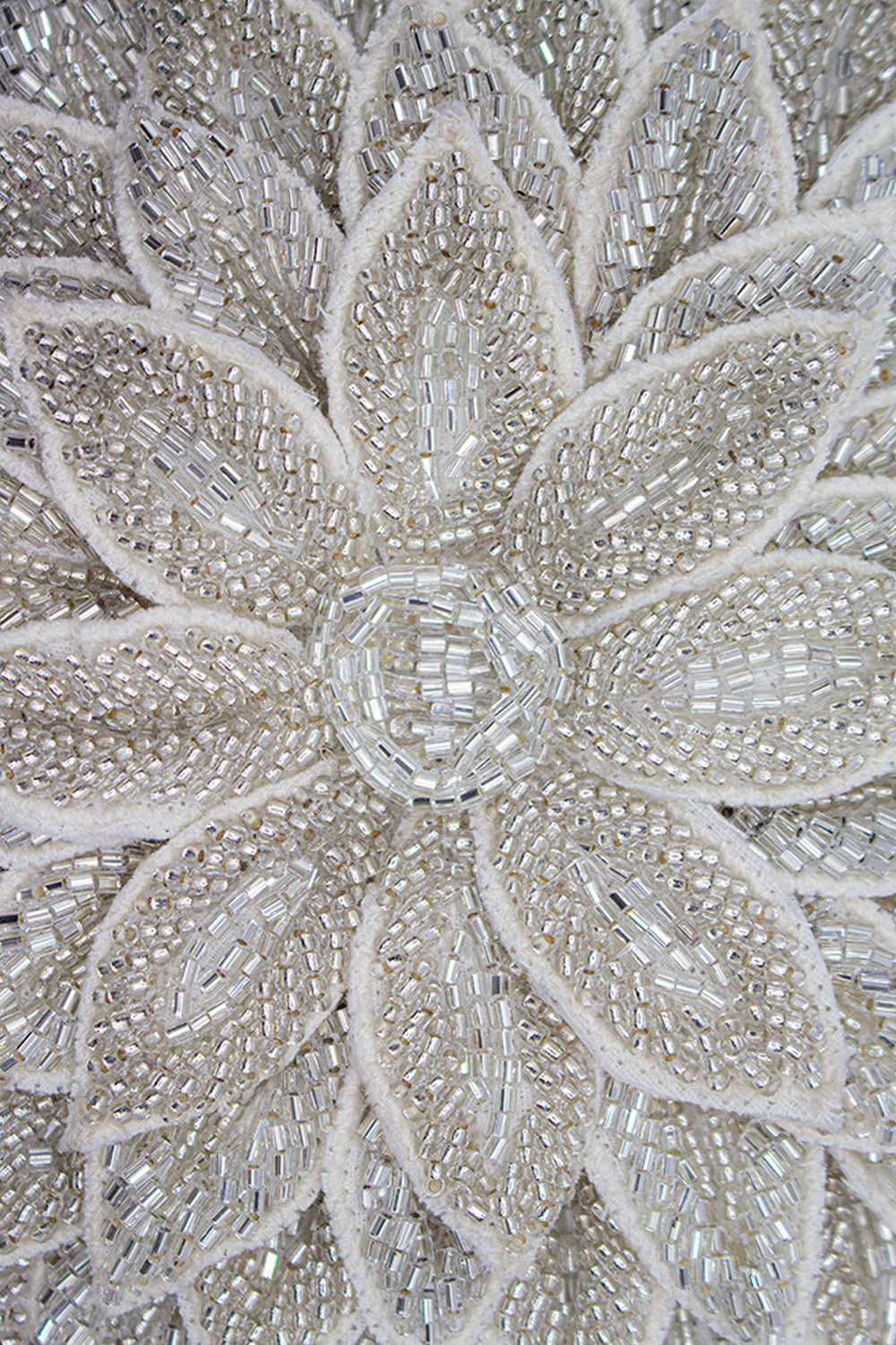 Silver Dahlia Beaded Handbag floral beadwork detail, Women's Purses, LA CHIC HCO Fredericksburg