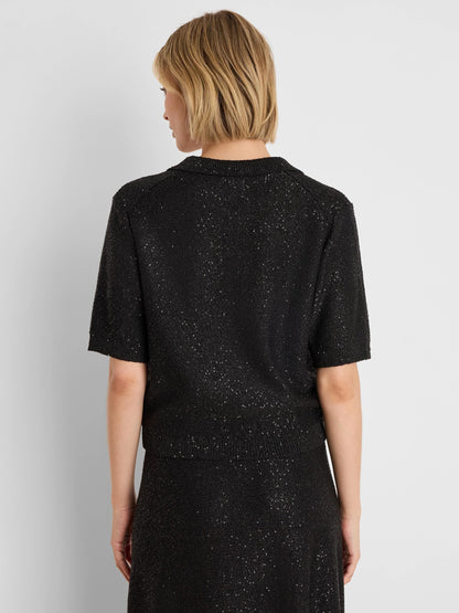 Anytime Sequin Polo Sweater