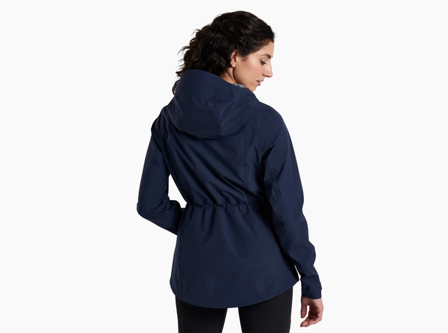 W's Stretch Voyagr Jacket in navy by KUHL, flexible waterproof women's jacket with hood