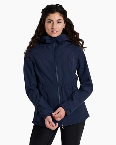 W's Stretch Voyagr Jacket in navy by KUHL, breathable waterproof women's jacket from HCO collection