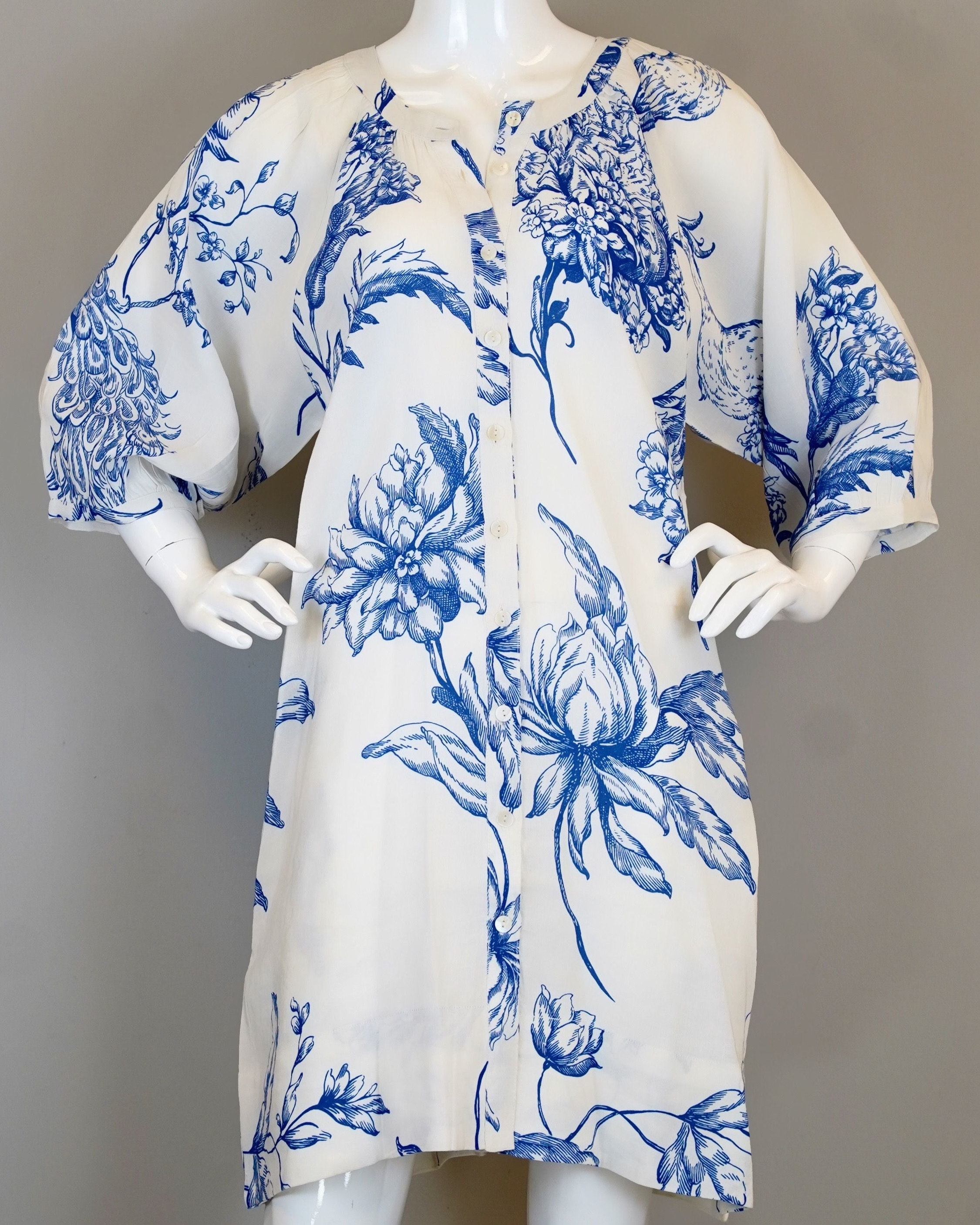 Luna Dress - Peacock, White/Blue
