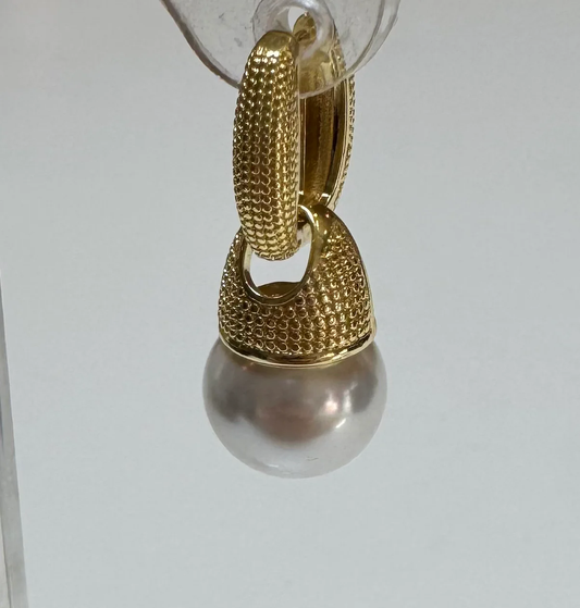 Winthrope Drops gold drop pendant with textured loop and pearl-like bead