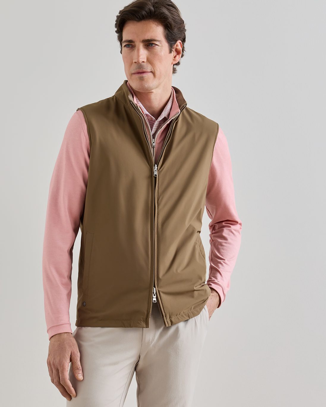 Ryder Reversible Vest by PETER MILLAR in brown for men