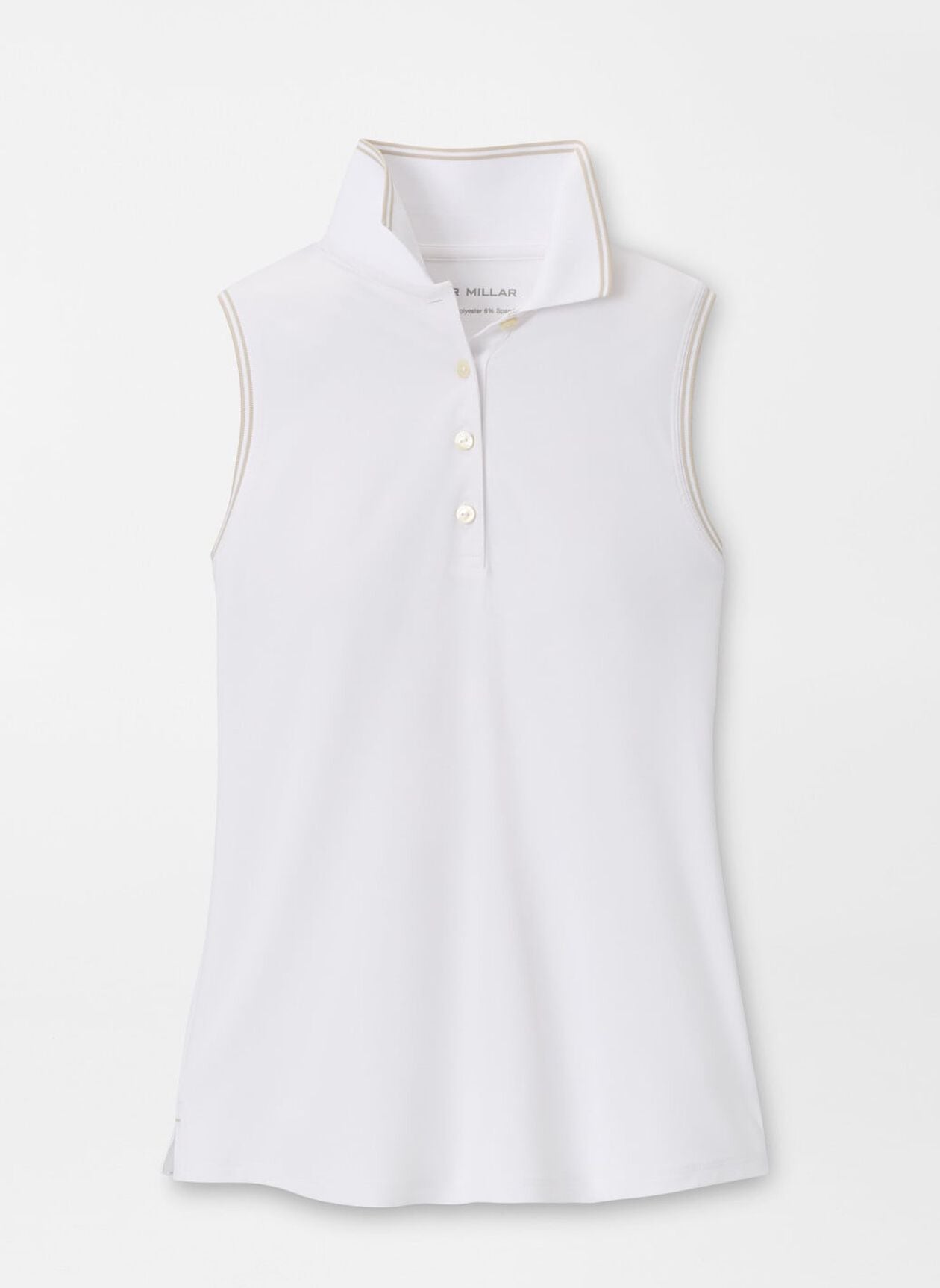 Canterbury Tipped Sport Mesh Sleeveless Polo in white with moisture wicking and UV protection