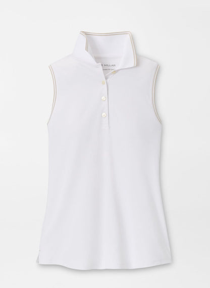 Canterbury Tipped Sport Mesh Sleeveless Polo in white with moisture wicking and UV protection