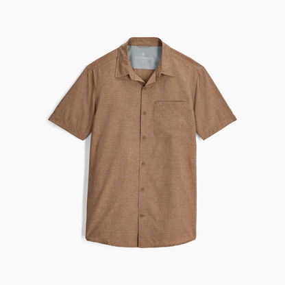 M Amp Lite II S/S - Walnut Htr, stretchable brown short sleeve shirt by ROYAL ROBBINS curated Texas