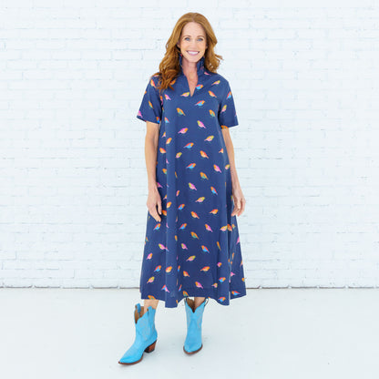 Georgia Bird Dress Navy