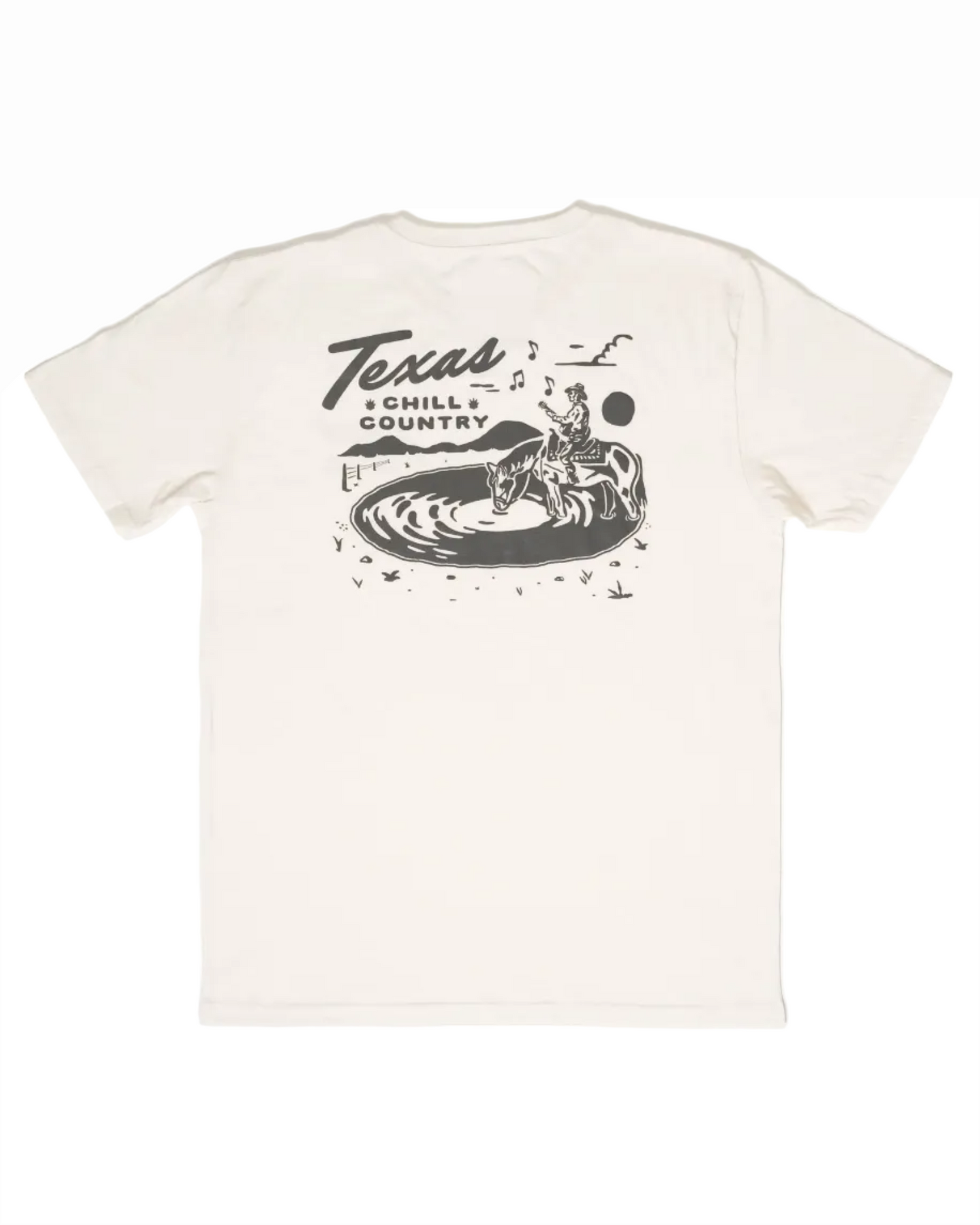Vintage White Water'N Hole Tee with Texas Chill Country cowboy water graphic