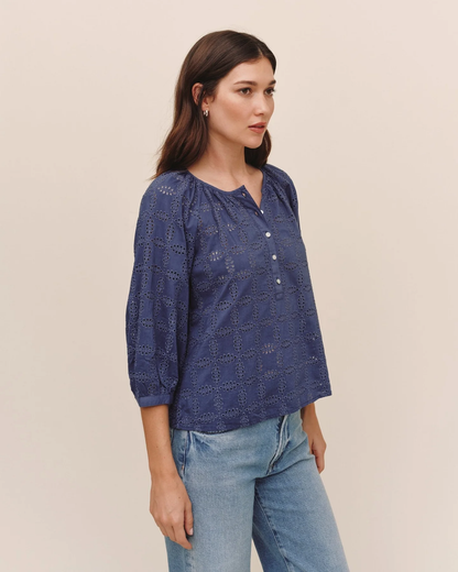 3/4 Sleeve Pullover - Indigo Blues