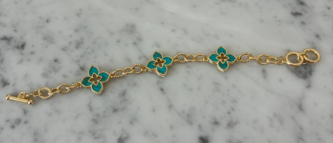 Gold Turquoise Flower Bracelet